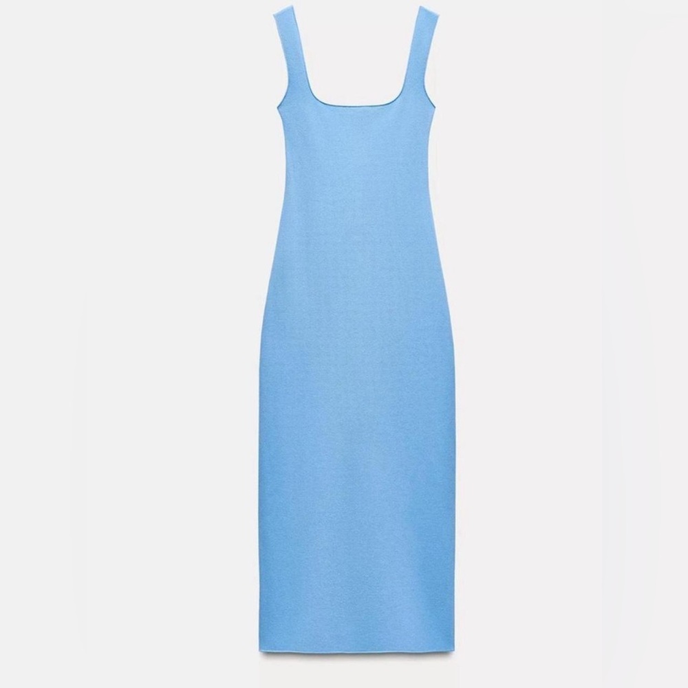 Zara Sky Blue Sleeveless Dress